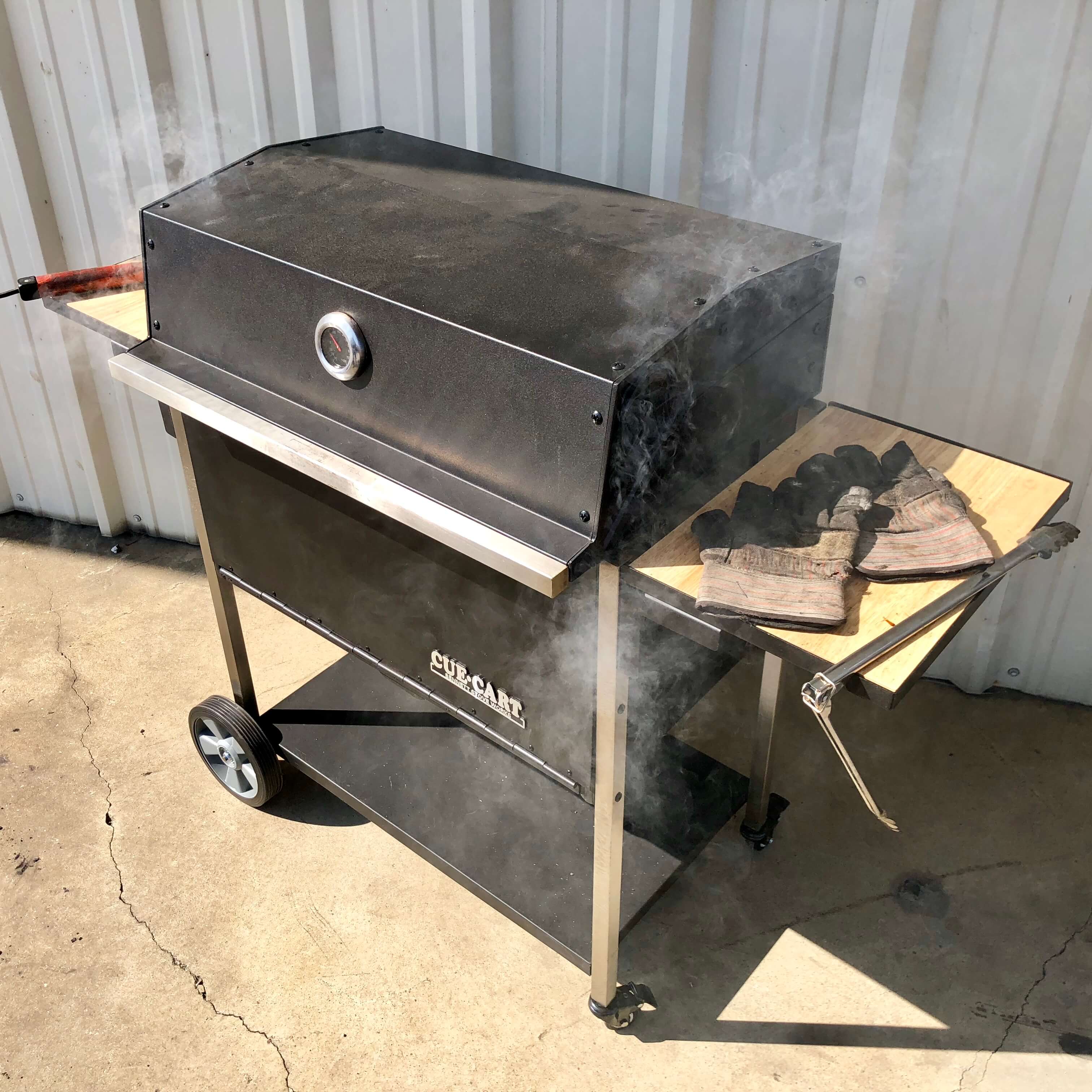 Cue Cart Cast Iron Charcoal Grill Smoking